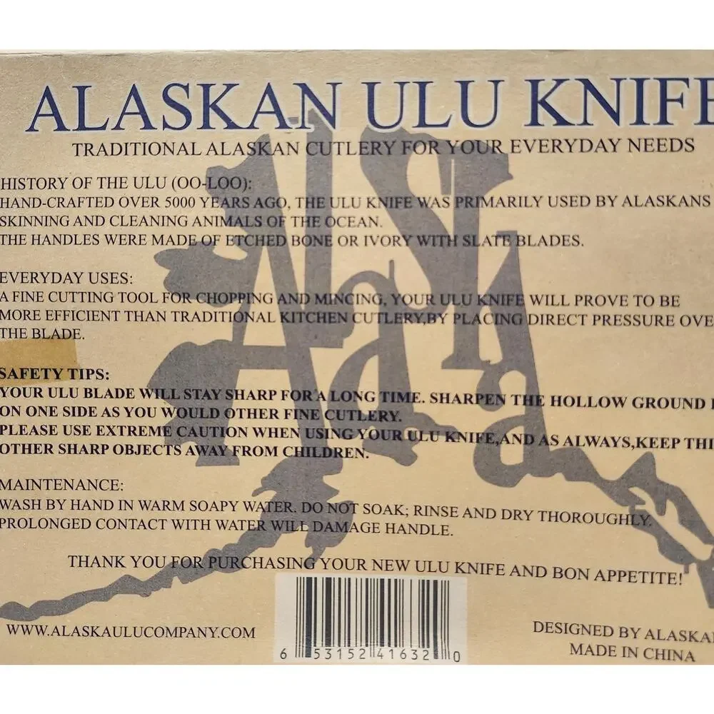 Alaska Ulu Company Exotic Wood Ulu Knife & Display Stand New in Box